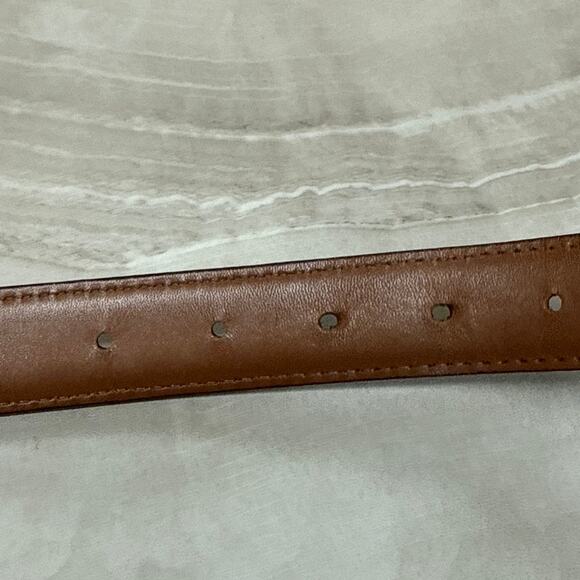 L. L. Bean Mens Black Leather Chino Belt Solid Brass Silver Tone Buckle Size 40 - Picture 4 of 7